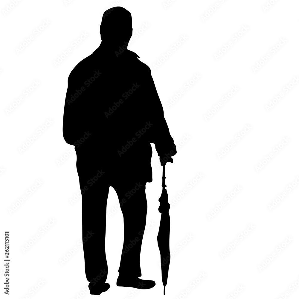 Old man silhouette on white background Stock Vector | Adobe Stock