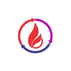 Sticker - Recycle fire logo design vector