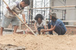© AungMyo - Children working at construction site for world day against child labour concept: