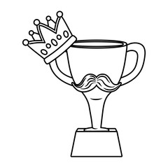 Sticker - trophy with moustache and crown black and white