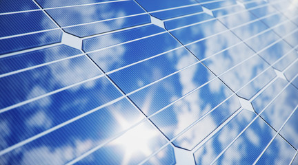 3d illustration solar panels close-up. alternative energy. concept of renewable energy. ecological, 