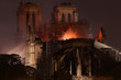 Burning roof of Notre Dame cathedral on April 15th, 2019 in Paris, Frrance.