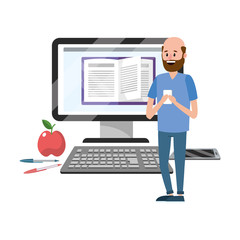 Sticker - online education cartoon