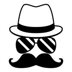 Sticker - hipster hat mustache eyeglasses