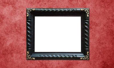 Wall Mural - Black Colour Antique Vintage Classic Stylish Empty Photo Painting Frame in Grunge and Retro Background for Home Interior and Garden Furniture made from Wood and Metal