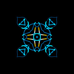 Poster - abstract graphic structure of many glowing lines and particles. futuristic connection concept. creat
