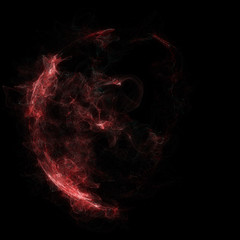 Poster - Abstract particles background with corrupted point sphere. Sun Solar Flare Particles coronal mass ejections. Globe grids with a broken structure. 3D render