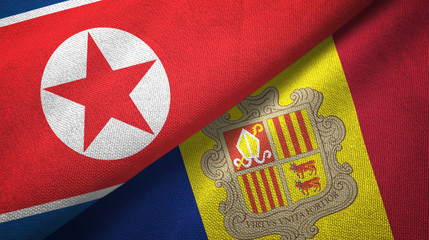 North Korea and Andorra two flags textile cloth, fabric texture