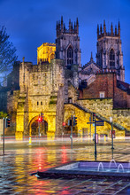 The City Gate Bootham Bar And The Famous York Minster At Night