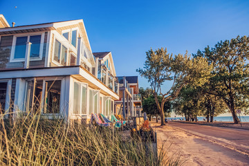 Close up row of beach houses