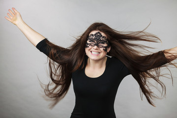 Wall Mural - Mysterious woman wearing lace mask