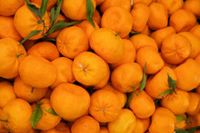Orange Fruit Display At Farmers Market