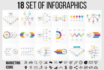 Poster - Vector 18 Set Of Infographics Template Design . Business Data Visualization Timeline with Marketing Icons most useful can be used for presentation, diagrams, annual reports, workflow layout