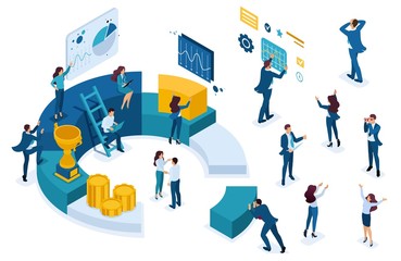 Aufkleber - Isometric Business Characters, Young Entrepreneurs