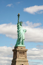 The Statue Of Liberty In New York ,USA .In Blue Sky