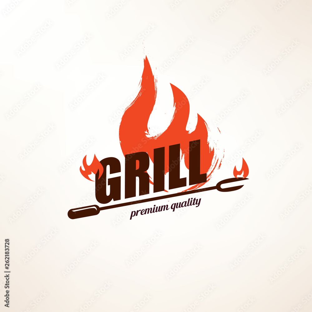 bbq and grill stylized vector symbol, label and emblem template Stock ...