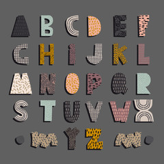 Vintage vector paper cut alphabet