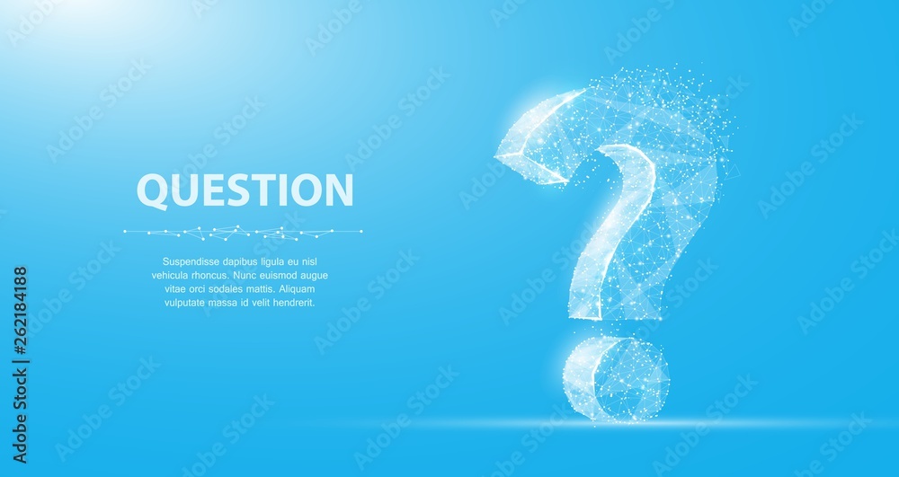 Question mark. 3d abstract vector isolated on blue with dots and stars. Ask symbol. - obrazy, fototapety, plakaty 