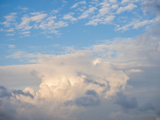 Beautiful, cumulus clouds in the blue sky