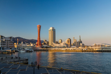 Fototapete - Port of Kobe skyline in beautiful afternoon, Kansai, Japan