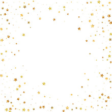 Gold Stars Random Luxury Sparkling Confetti. Scatt