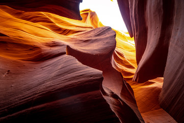 Curved sandstone formations at Antelope Canyon - travel photography