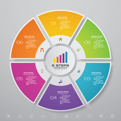 Leinwandbilder - 6 steps cycle chart infographics elements for data presentation. EPS 10.	