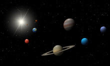 Solar System Realistic Vector Illustration.