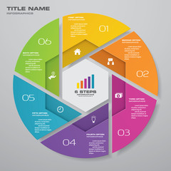 Leinwandbilder - 6 steps cycle chart infographics elements for data presentation. EPS 10.	