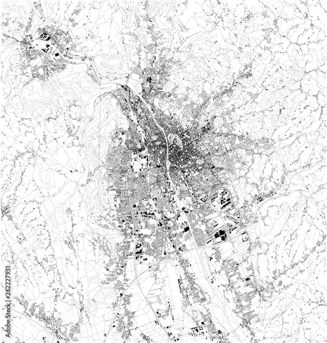 Cuadros en Lienzo Satellite map of Graz, it is the capital of Styria and the second-largest city in Austria after Vienna