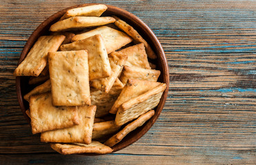 spicy food crackers on white background.