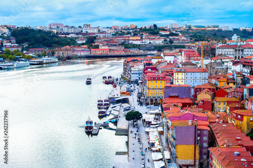 Porto aerial cityscape douro river