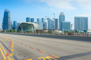 Wall Mural - Road  skyscrapers Esplanade Theatres Singapore