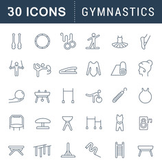 Wall Mural - Set Vector Line Icons of Gymnastics.