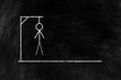 Hangman Chalk Writing on Old Grunge Chalkboard Background with Space for Text.