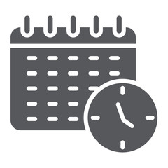 Poster - Schedule glyph icon, organizer and time, calendar sign, vector graphics, a solid pattern on a white background.