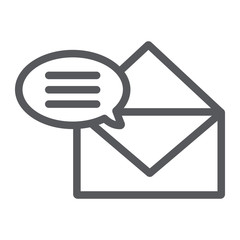 Aufkleber - Correspondence line icon, email and mail, envelope sign, vector graphics, a linear pattern on a white background.