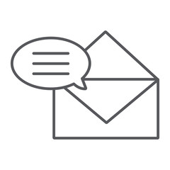 Aufkleber - Correspondence thin line icon, email and mail, envelope sign, vector graphics, a linear pattern on a white background.