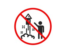 No Or Stop. Fireworks Icon. Christmas Or New Year Rocket Sign. Pyrotechnic Symbol. Prohibited Ban Stop Symbol. No Fireworks Icon. Vector