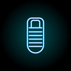 Poster - sleeping bag neon icon. Elements of Camping set. Simple icon for websites, web design, mobile app, info graphics