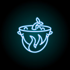 Poster - saucepan at the stake neon icon. Elements of Camping set. Simple icon for websites, web design, mobile app, info graphics