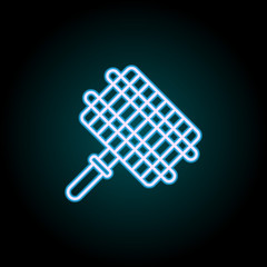 Poster - a grid for a barbecue neon icon. Elements of Camping set. Simple icon for websites, web design, mobile app, info graphics