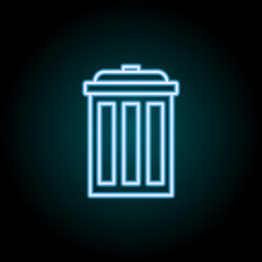 Poster - bin neon icon. Elements of Camping set. Simple icon for websites, web design, mobile app, info graphics