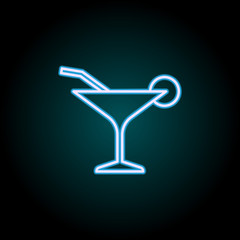 Poster - cocktail neon icon. Elements of Camping set. Simple icon for websites, web design, mobile app, info graphics