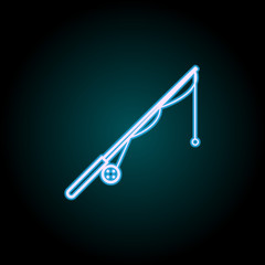 Poster - fishing rod neon icon. Elements of Camping set. Simple icon for websites, web design, mobile app, info graphics