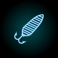 Poster - fishing hook neon icon. Elements of Camping set. Simple icon for websites, web design, mobile app, info graphics