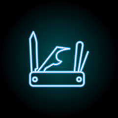 Poster - jackknife neon icon. Elements of Camping set. Simple icon for websites, web design, mobile app, info graphics