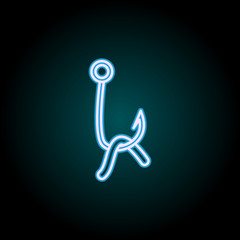 Poster - hook with a worm neon icon. Elements of Camping set. Simple icon for websites, web design, mobile app, info graphics