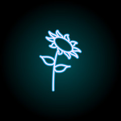 Poster - sunflower neon icon. Elements of Camping set. Simple icon for websites, web design, mobile app, info graphics