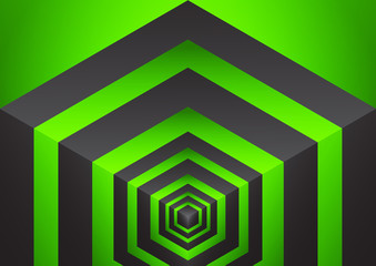Poster - abstract background isometric shape of hexagons and cubes.
